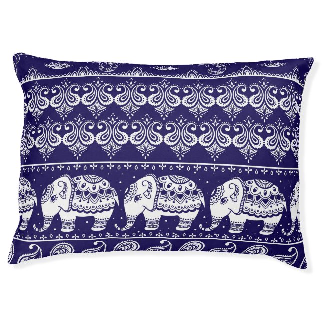 Elephant, paisley: tribal vintage pattern. pet bed (Front)