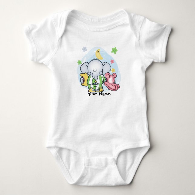 Elephant Pajamas Baby Bodysuit (Front)