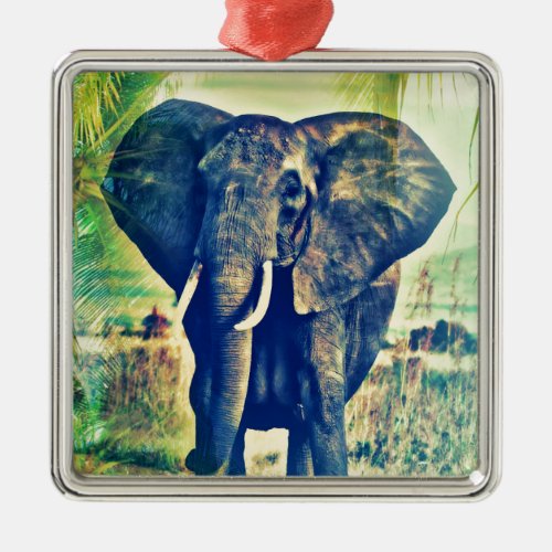 Elephant Palms Metal Ornament