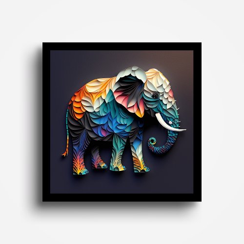 Elephant Paper Cut Wall Art Poster