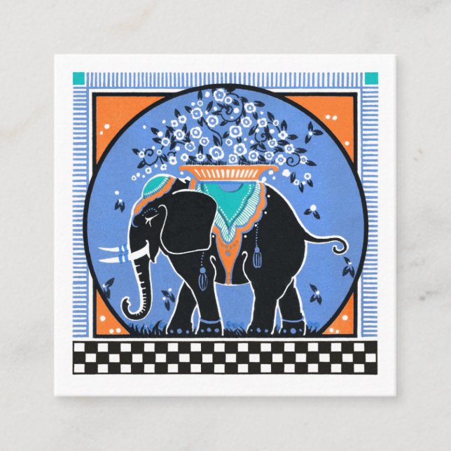 Elephant Parade in Blue Business Card (Front)