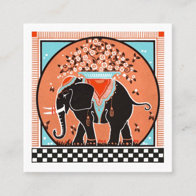 Elephant Parade  in Orange Business Card (Front)