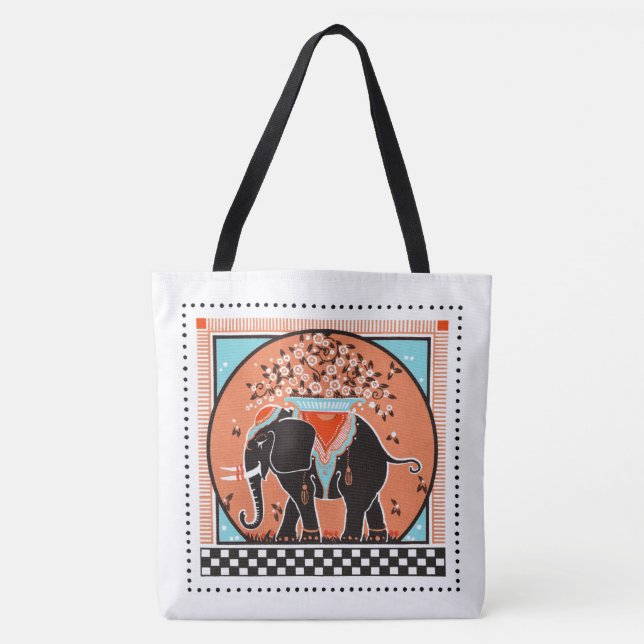 Elephant Parade  in Orange Tote Bag (Front)