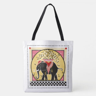 Elephant Parade in Yellow Tote Bag
