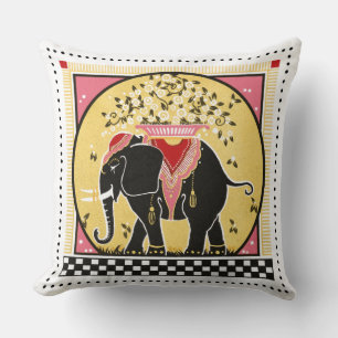 Elephant Parade Pillow in Yellow