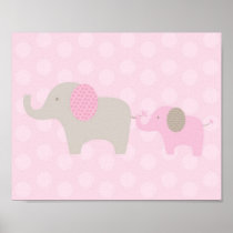 Elephant Parade Pink Taupe Nursery Wall Print