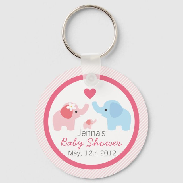 Elephant Parents and Baby Shower Keychain (Front)
