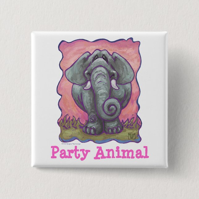 Elephant Party Animal Button (Front)