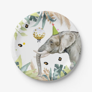Elephant Party Animals Birthday Zoo Safari Paper Plates