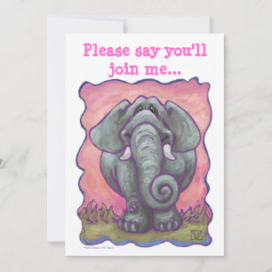 Elephant Party Center Invitation