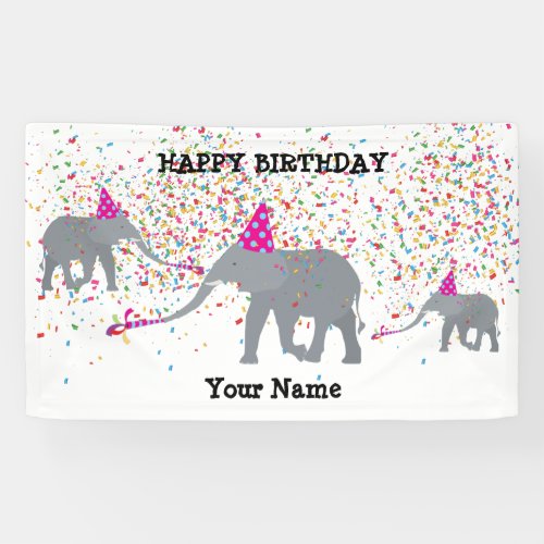 Elephant Partying _ Animals at Birthday Party Banner