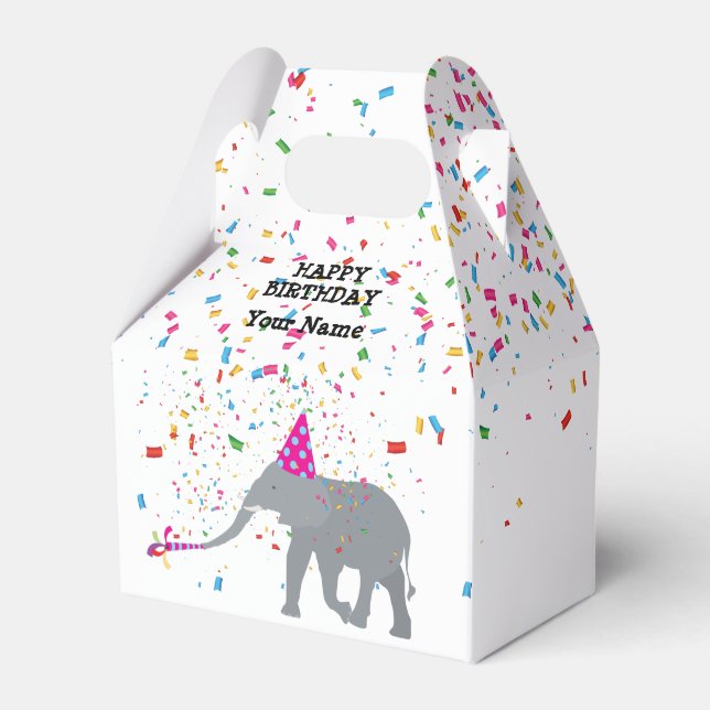 Elephant Partying - Animals at Birthday Party Favor Boxes (Front Side)