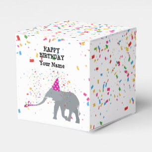 Elephant Partying - Animals at Birthday Party Favor Boxes