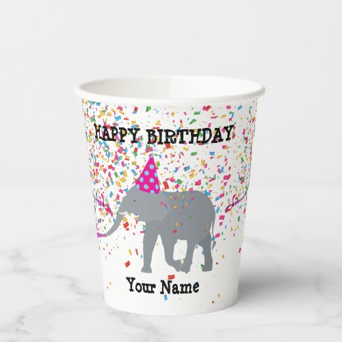 Elephant Partying _ Animals at Birthday Party Paper Cups