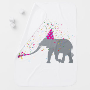 Elephant Partying - Animals Having a Party Baby Blanket
