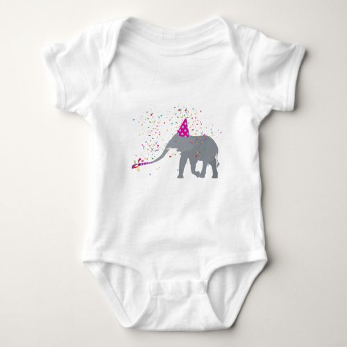 Elephant Partying _ Animals Having a Party Baby Bodysuit