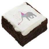 Elephant Partying - Animals Having a Party Brownie (Angled)
