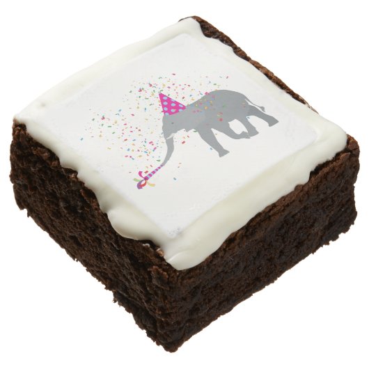 Elephant Partying - Animals Having a Party Brownie (Angled)