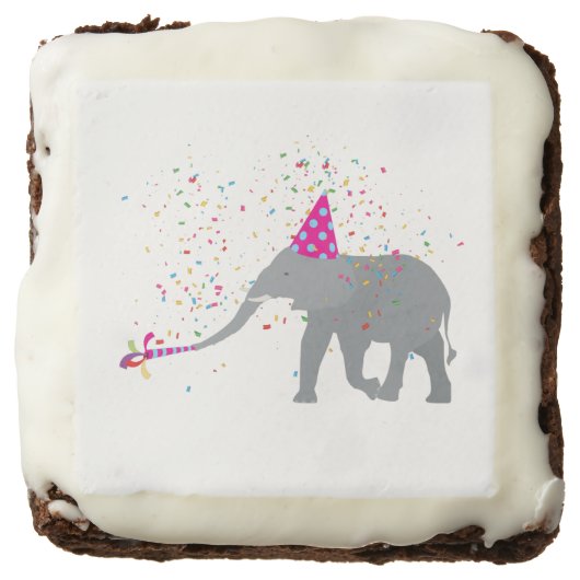 Elephant Partying - Animals Having a Party Brownie (Front)