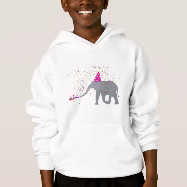 Elephant Partying - Animals Having a Party Hoodie (Front)