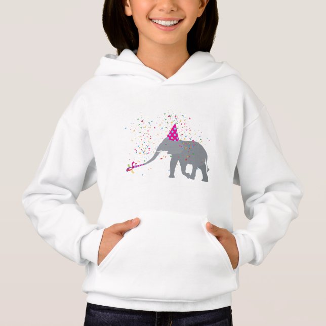 Elephant Partying - Animals Having a Party Hoodie (Front)