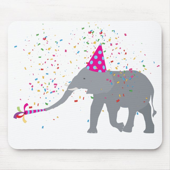 Elephant Partying - Animals Having a Party Mouse Pad (Front)