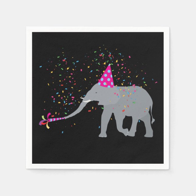 Elephant Partying - Animals Having a Party Napkins (Front)