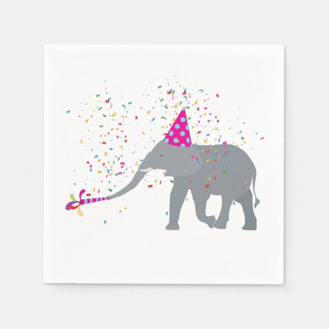 Elephant Partying - Animals Having a Party Napkins (Front)