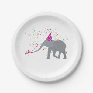 Elephant Partying - Animals Having a Party Paper Plates