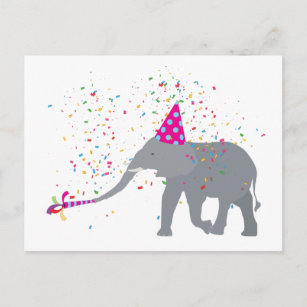Elephant Partying - Animals Having a Party Postcard