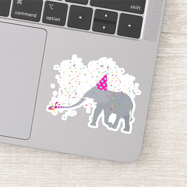 Elephant Partying - Animals Having a Party Sticker (Detail)