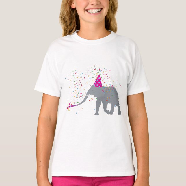 Elephant Partying - Animals Having a Party T-Shirt (Front)