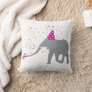 Elephant Partying - Animals Having a Party Throw Pillow