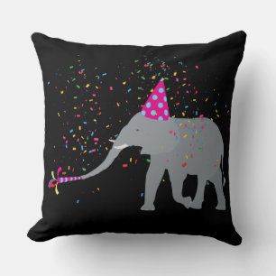 Elephant Partying - Animals Having a Party Throw Pillow