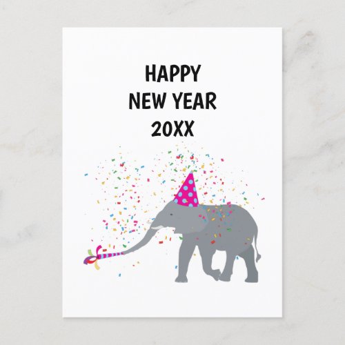 Elephant Partying _ Animals Holiday New Years Card