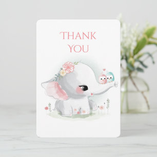 Elephant Pastel Watercolor Thank You Card
