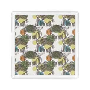 Elephant Pattern Acrylic Tray
