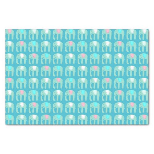 Elephant Pattern Aqua Blue Tissue Paper