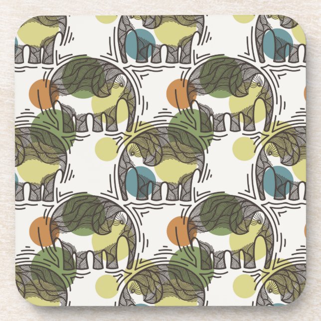 Elephant Pattern Beverage Coaster (Front)
