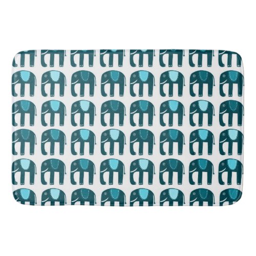 Elephant Pattern Blue Bath Mat