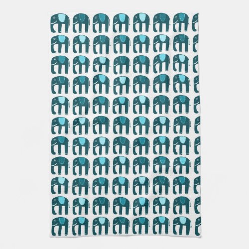 Elephant Pattern Blue Kitchen Towel