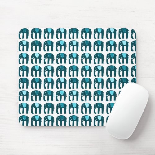 Elephant Pattern Blue Mouse Pad