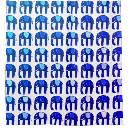 Elephant Pattern Blue Shower Curtain