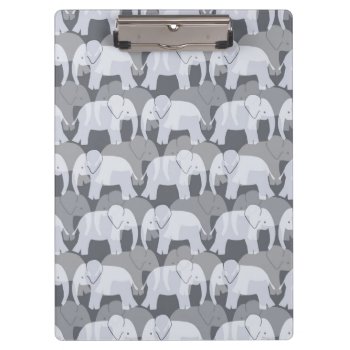 Elephant Pattern Clipboard - Grey by StriveDesigns at Zazzle