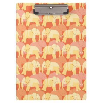 Elephant Pattern Clipboard - Orange by StriveDesigns at Zazzle