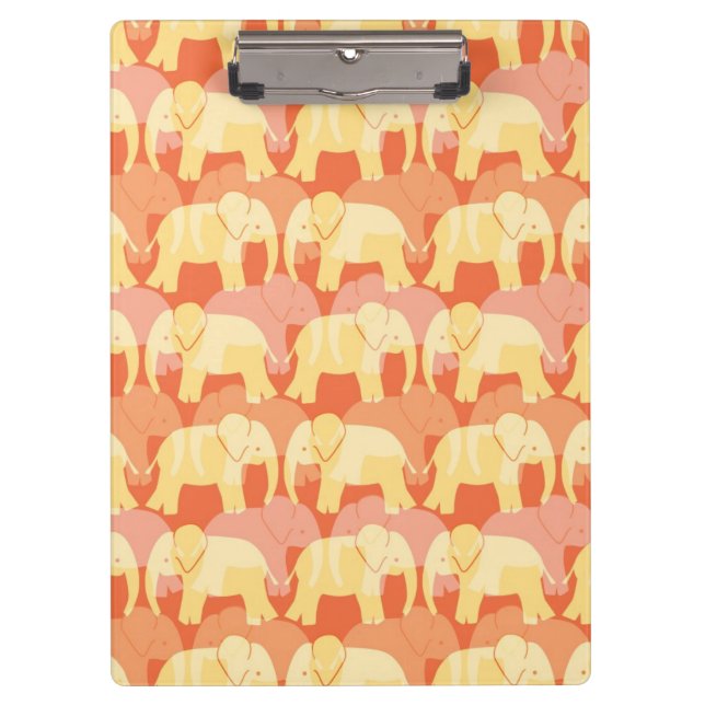 Elephant Pattern Clipboard - Orange (Front)
