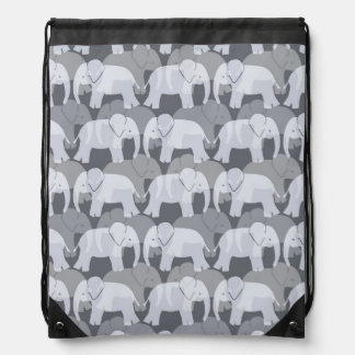 Elephant Pattern Drawstring Backpack - Grey