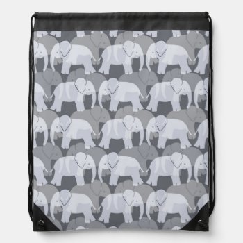 Elephant Pattern Drawstring Backpack - Grey by StriveDesigns at Zazzle
