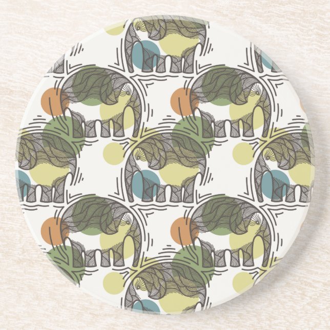 Elephant Pattern Drink Coaster (Front)