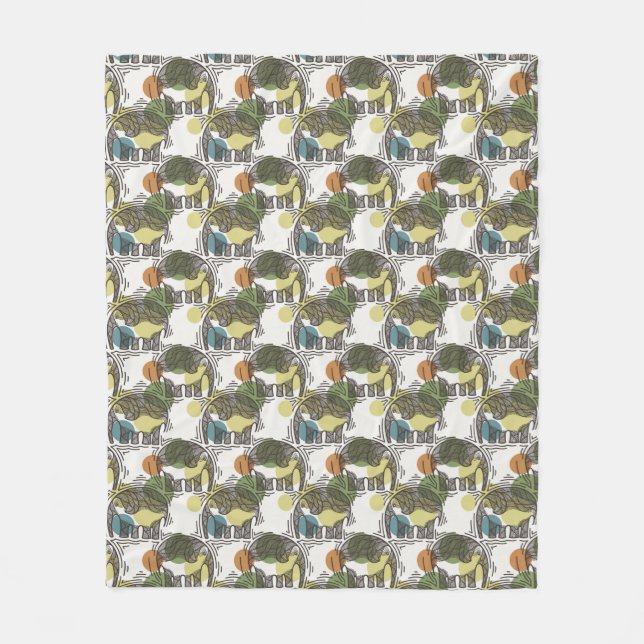 Elephant Pattern Fleece Blanket (Front)